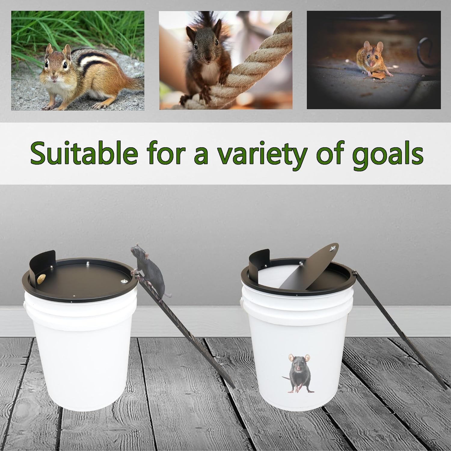 Bucket Lid Mouse Trap Metal 5 Gallon Bucket lid,Strong Metal Material that Cannot be Bitten, auto Reset, (1pack) (Black)