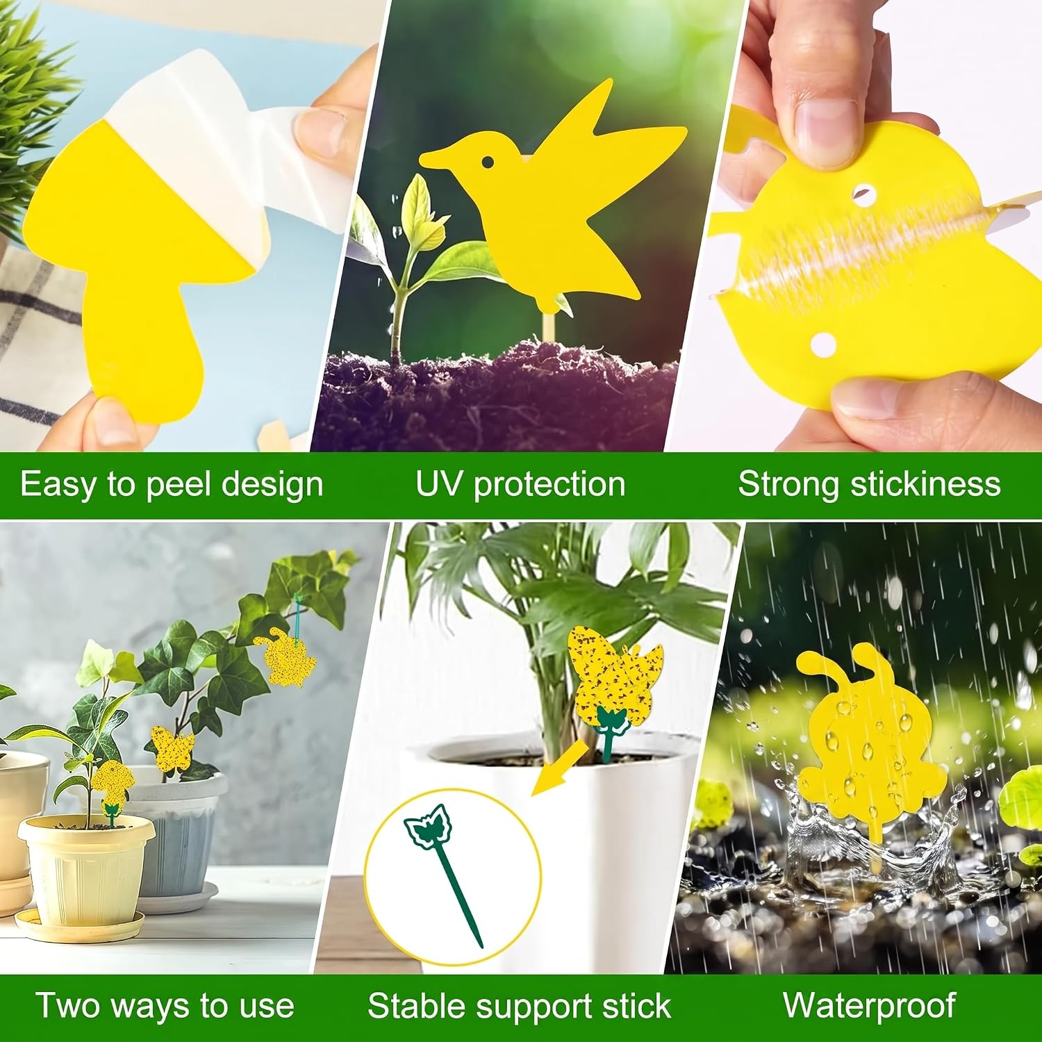 Fruit Fly Trap 96 Pack Yellow Sticky Gnat Killer Traps for Indoor Plants