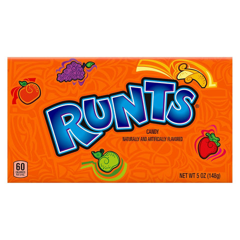 Wonka Runts Hard, Chewy & Fruity Candy, 5 Ounce Theater Candy Boxes (Pack of 12)