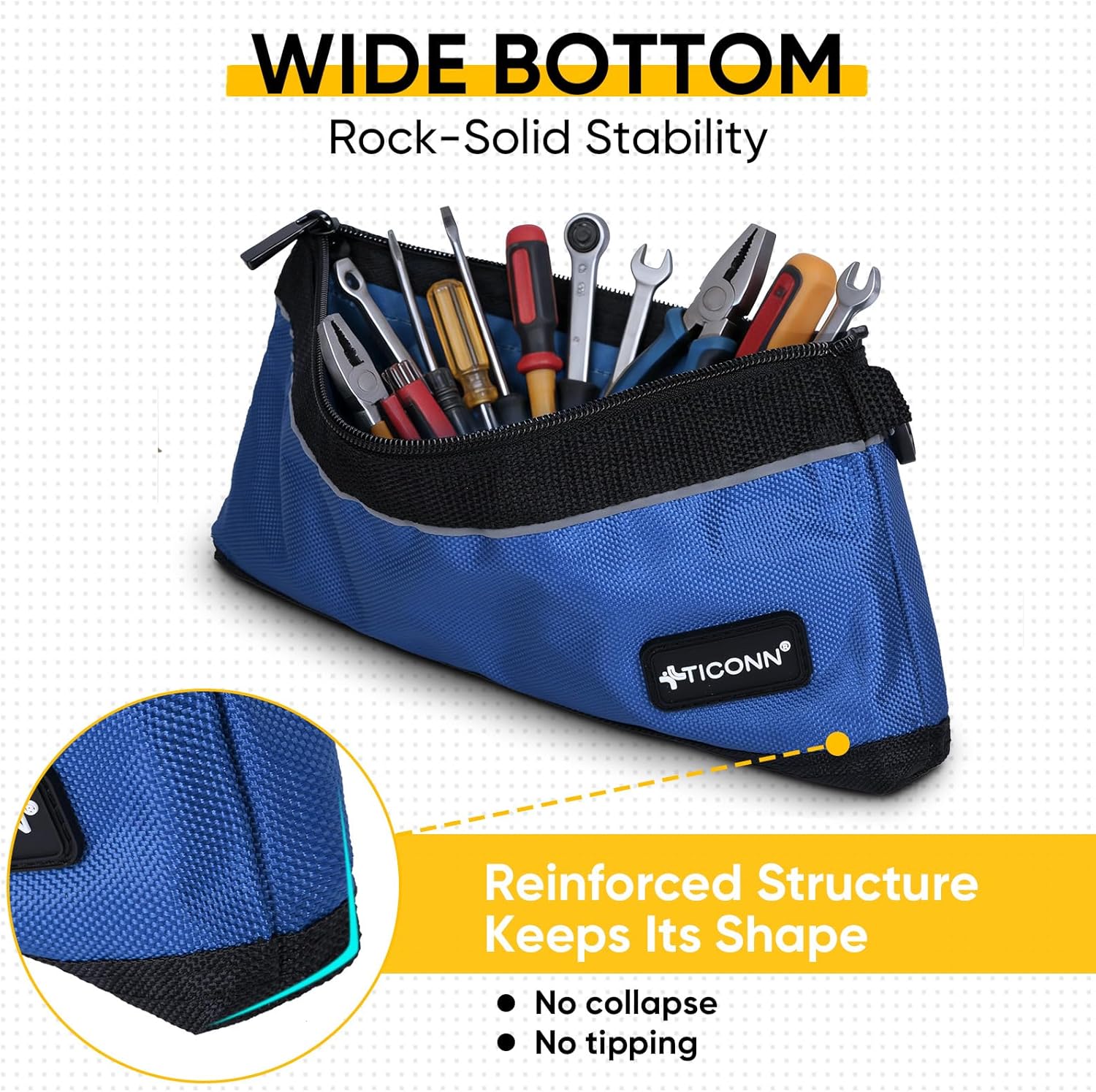 TICONN 6PK Tool Pouches with Zipper, Waterproof 1680D Oxford Small Tool Bag