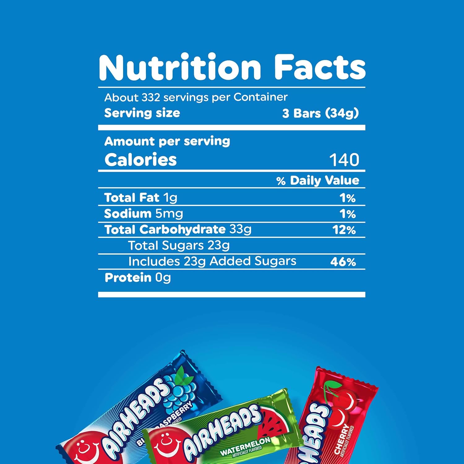 Airheads Mini Candy Bars, Assorted Taffy Variety Pack, 25 lb Box