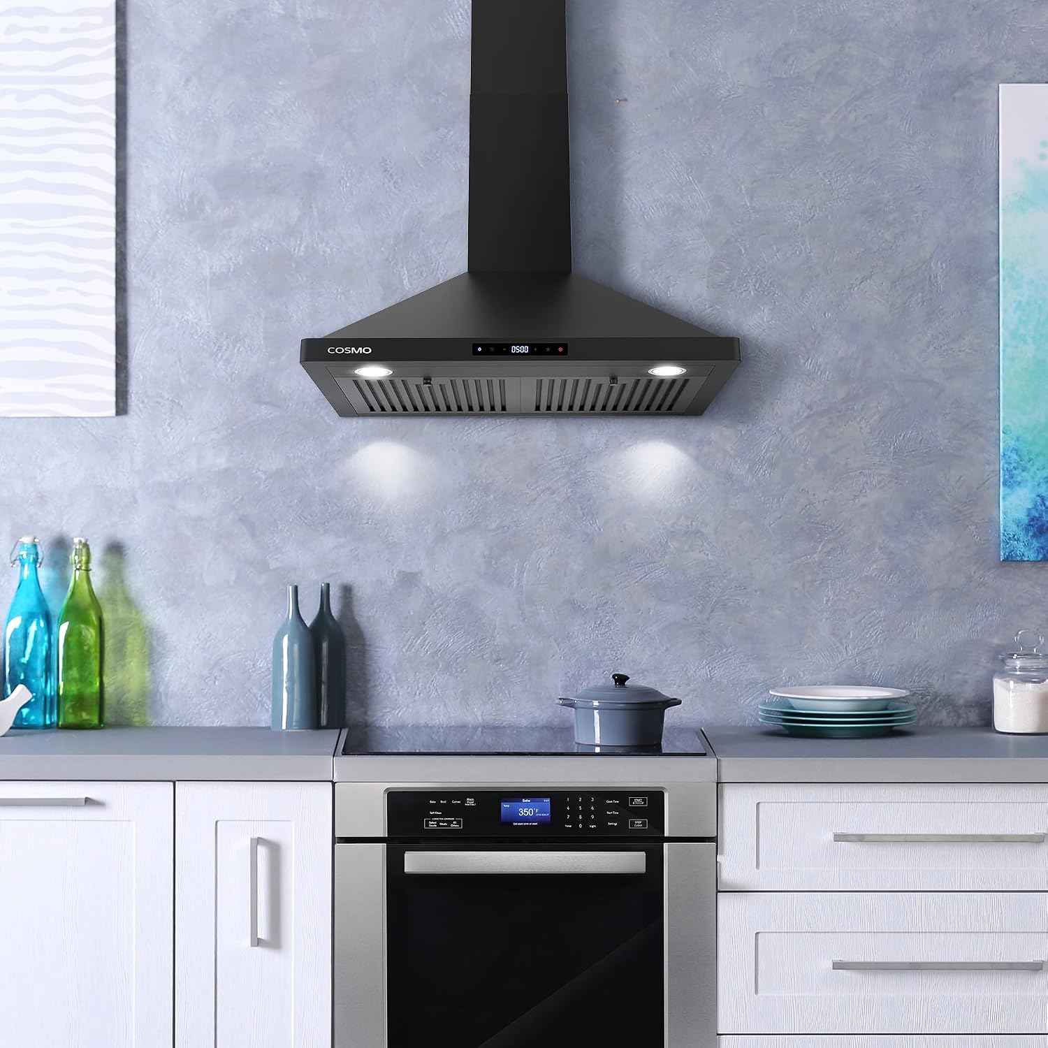 30 in. Vista Coll 380 CFM Ducted Wall Mount Range Hood, LED, Matte Black
