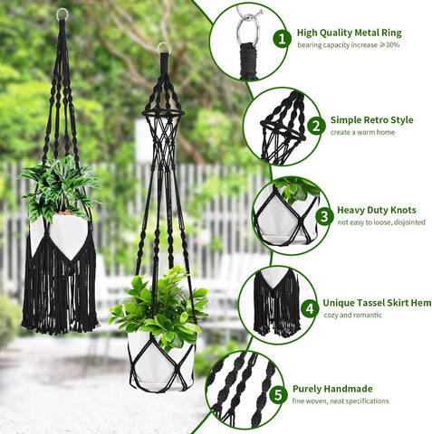 SFENNGPET Macrame Plant Hangers, 6Pack Hanging Planters for Indoor Plants