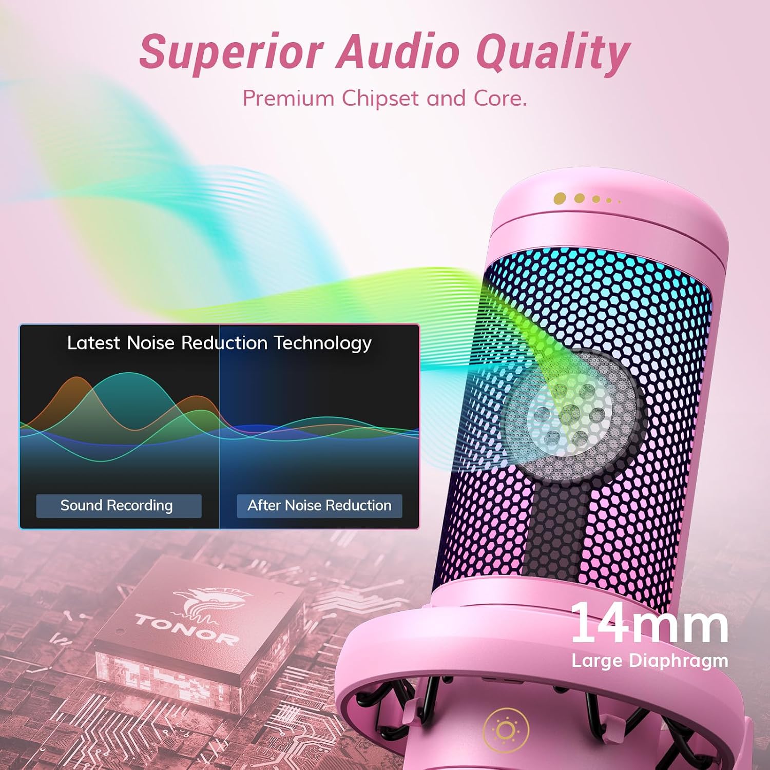 TONOR Gaming Microphone Set, Vocal Condenser Mic fop PC Gamers with RGB
