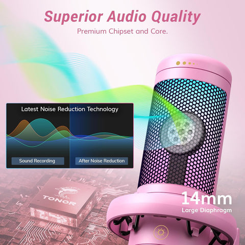TONOR Gaming Microphone Set, Vocal Condenser Mic fop PC Gamers with RGB
