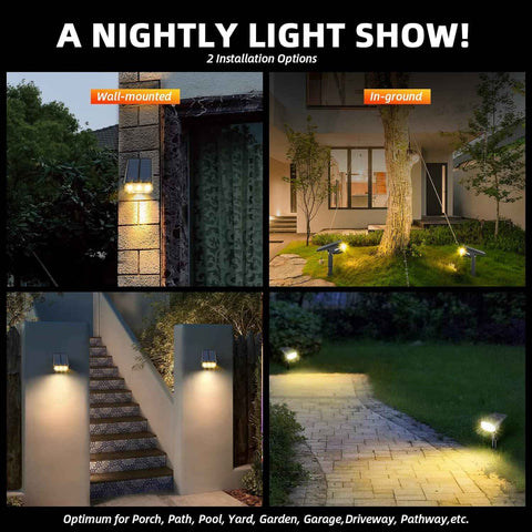 LEREKAM 3 Brightness Modes Solar Outdoor Lights, 360 Degree Adjustable Lighting Angle with 40 LED's, Spotlights Outdoor Waterproof Auto On or Off Solar Garden Lights 8 Pack