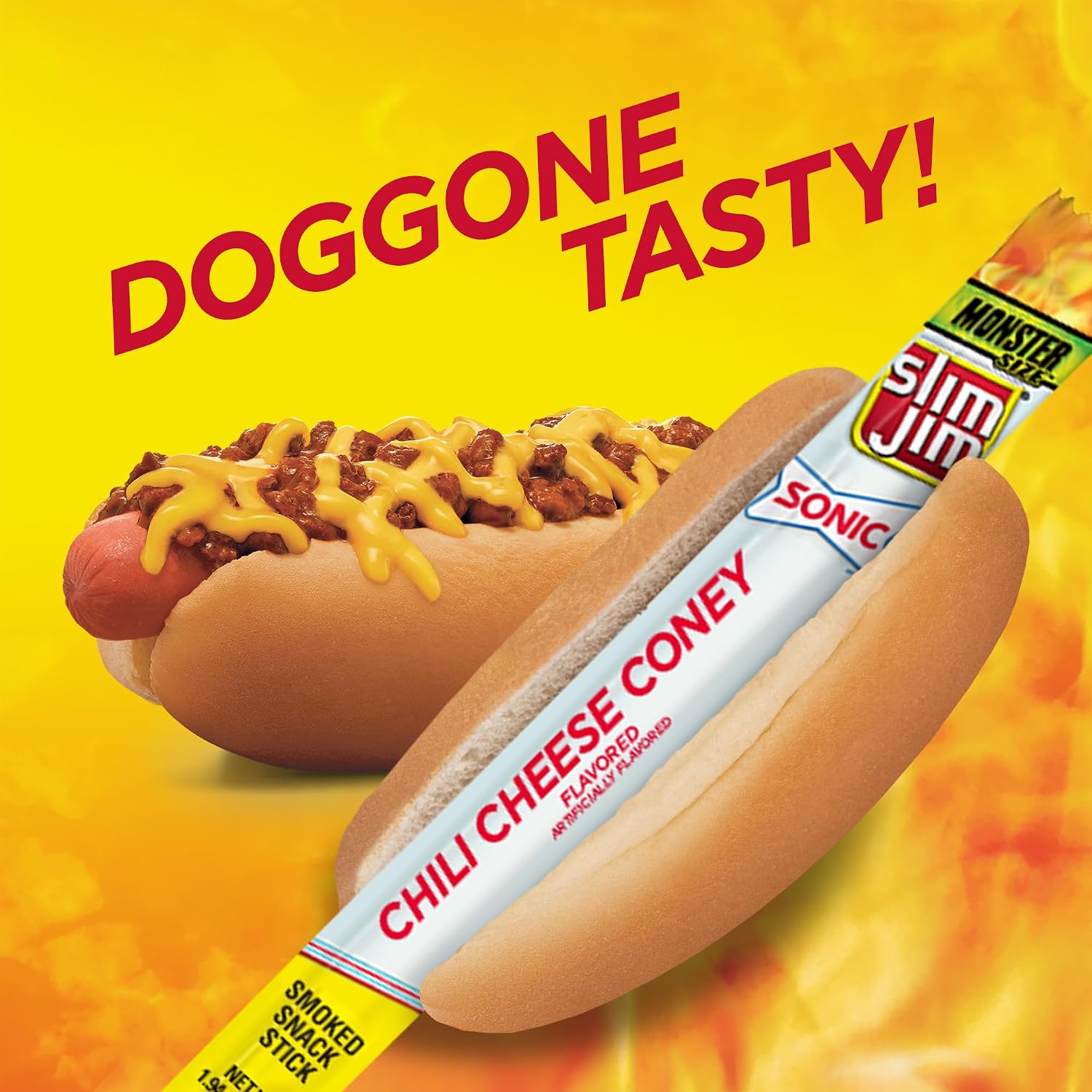 Slim Jim Monster Smoked Jerky Sticks Sonic Chili Cheese Flavor 1.94oz 18ct