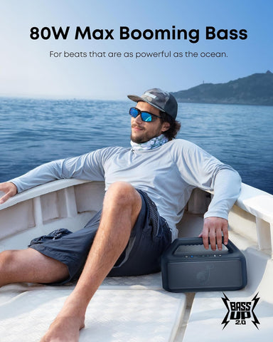 Soundcore Boom 2 by Anker, 80W Outdoor Bluetooth Speaker, 24H Playtime