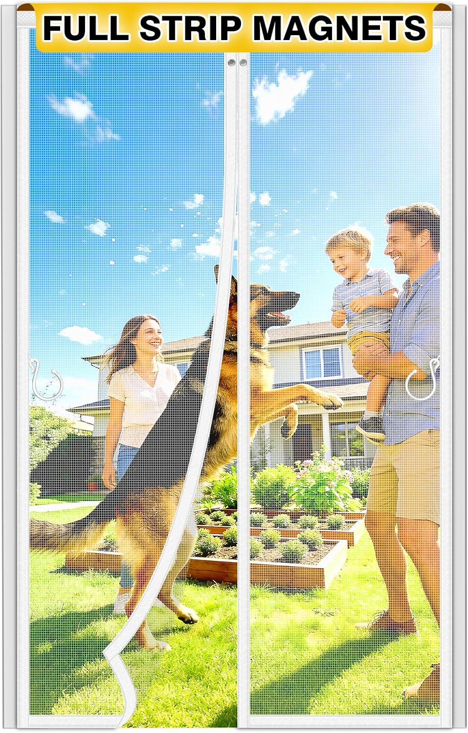 HOFUDON Heavy Duty Magnetic Screen Door, Fits 36 x 80 Inch Doors, White