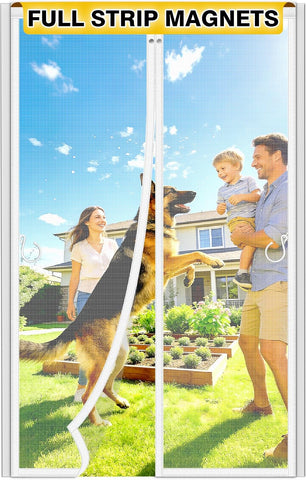 HOFUDON Heavy Duty Magnetic Screen Door, Fits 36 x 80 Inch Doors, White