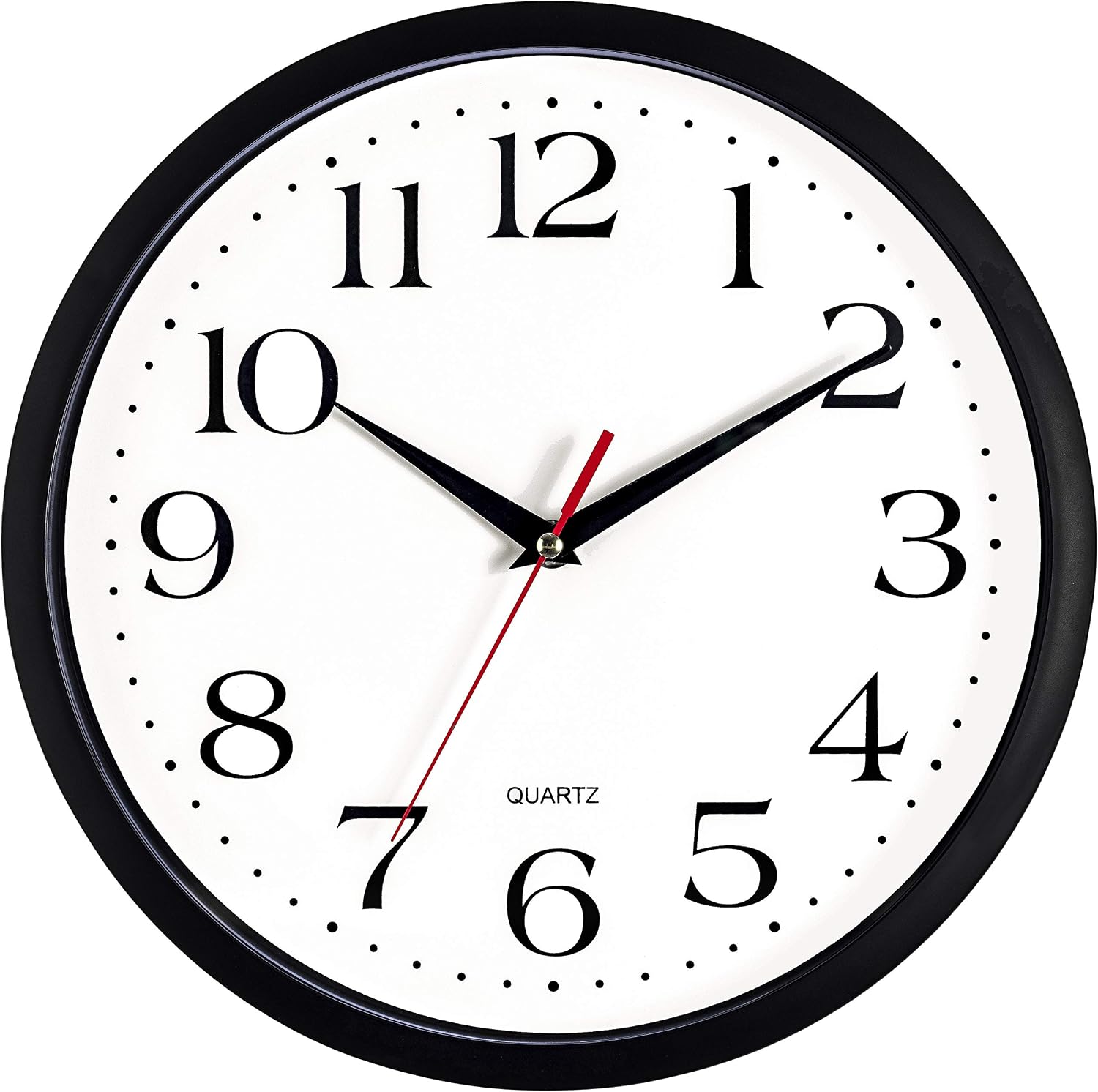 Bernhard Products Black Wall Clock Silent Non Ticking 8 Inch Quality Quartz Battery Operated Round Easy to Read Home/Office/Kitchen/Classroom/School Clocks Sweep Movement