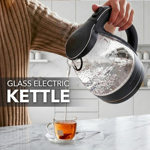 OVENTE 1.5L Glass Electric Kettle Water Boiler, Black KG83B