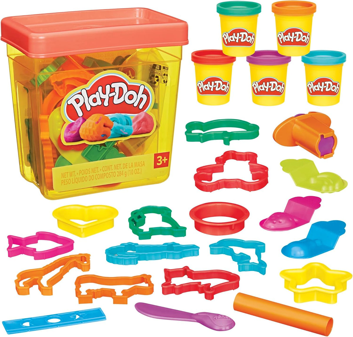 Play-Doh Fun Tub Set, 19 Accessories & Reusable Storage Container, Preschool Toys, Kids Arts & Crafts, Back to School Gifts, Ages 3+ (Amazon Exclusive)