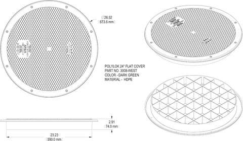 Polylok 24" Heavy Duty Flat Cover/Lid for Corrugated Pipe (PN: 3008-WEST)