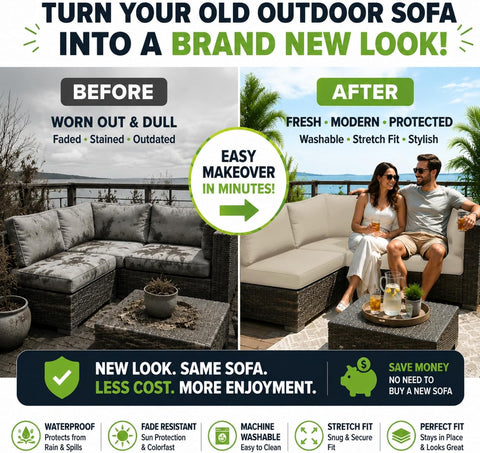 8 Pcs Outdoor Cushion Covers, Patio Sofa Cushion Covers Replacement