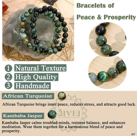 Bivei Natural Crystals Gemstone Healing Stretchy Round Beaded Bracelet