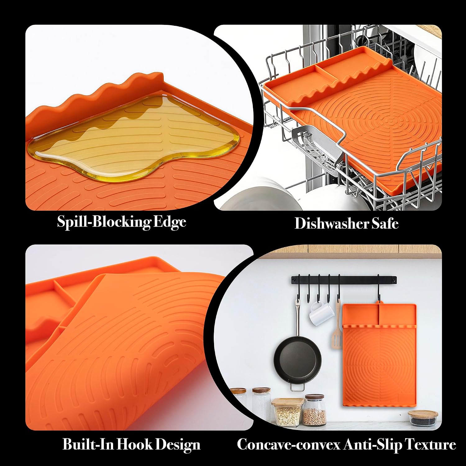 Silicone Grill Mat for Blackstone Griddle Accessories (Orange)
