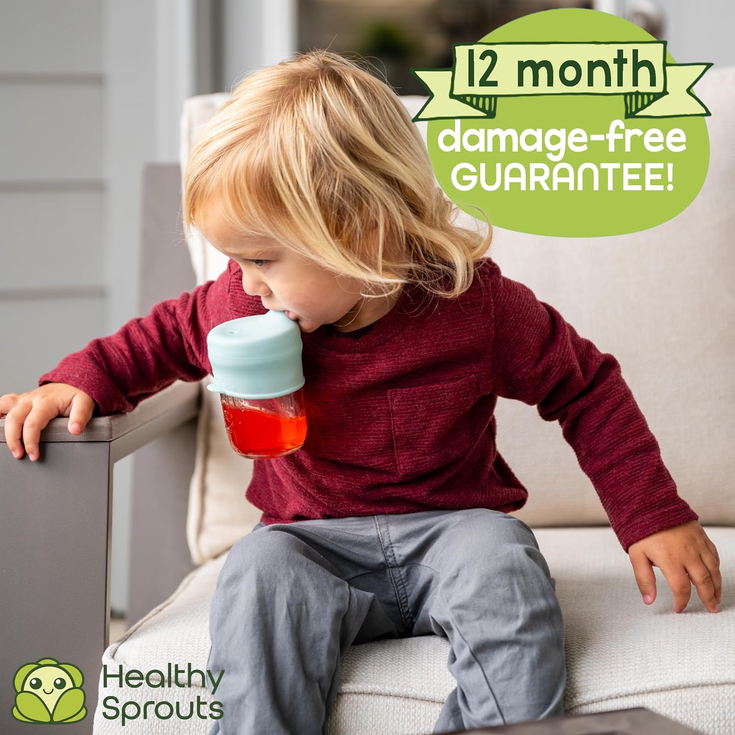 Healthy Sprouts Silicone Sippy Cup Lids - Spill Proof, Fits Any Cup, BPA-Free, Durable & Soft for Babies & Toddlers, Quick to Attach - 5 Pack Silicone Lids for Cups (Red, Blue, Yellow, Green, Orange)
