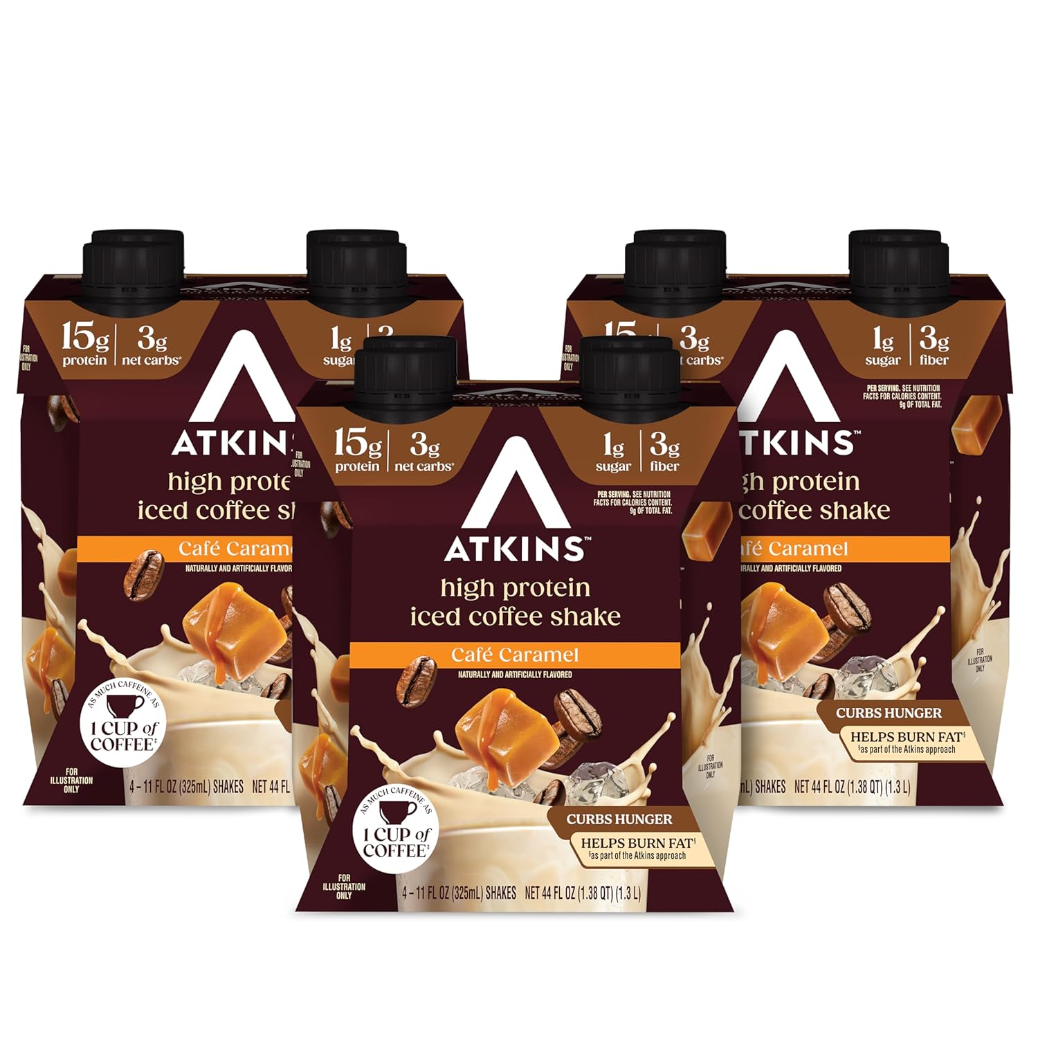 Atkins Café Caramel Iced Coffee Flavored High Protein Shake, 12 Count
