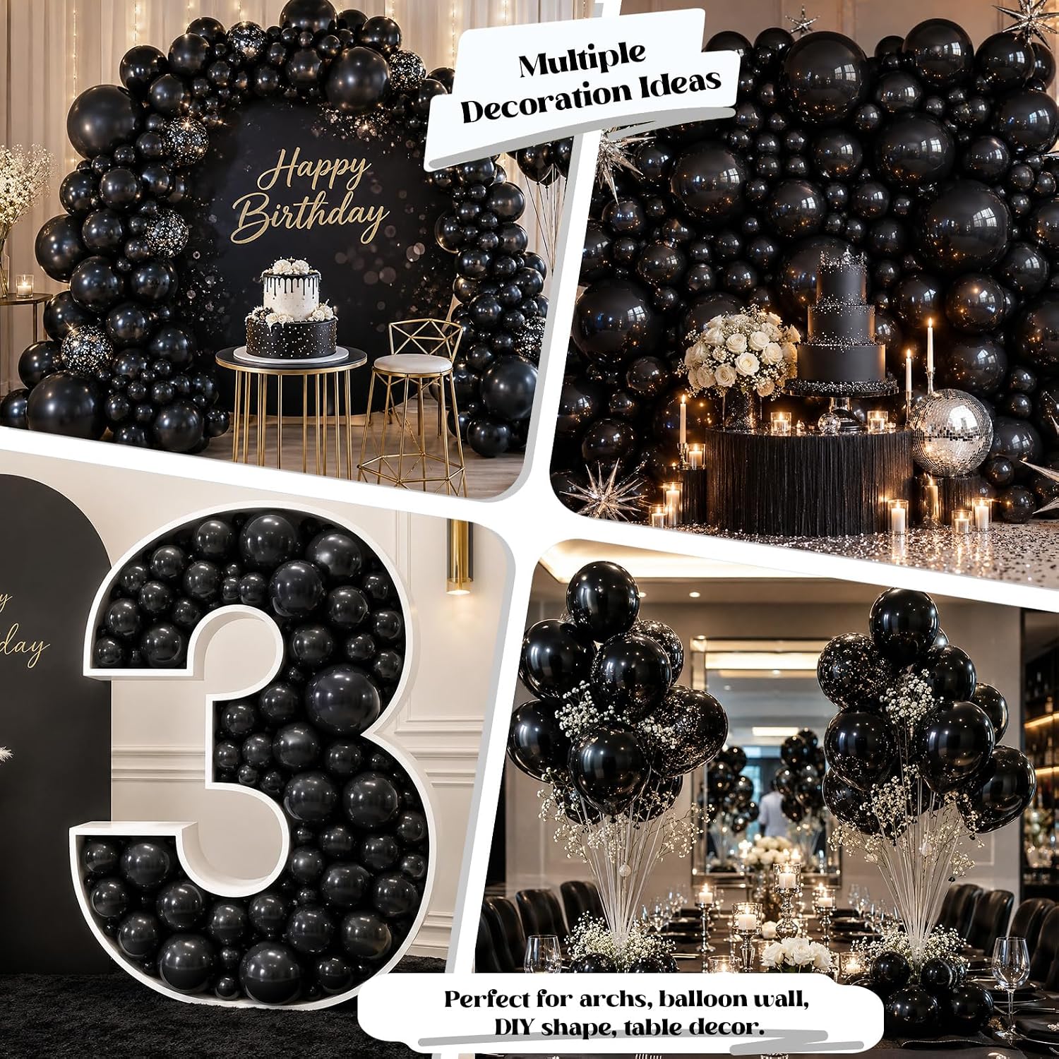 Togvu Black Balloons, 50Pack 5 Inch Small Mini Black Latex Party Balloons