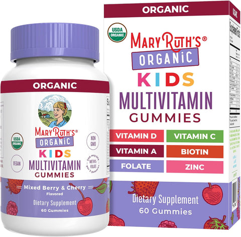 MARYRUTH'S USDA Organic Multivitamin Gummies, Ages 4+, Kids Vitamins, 60ct