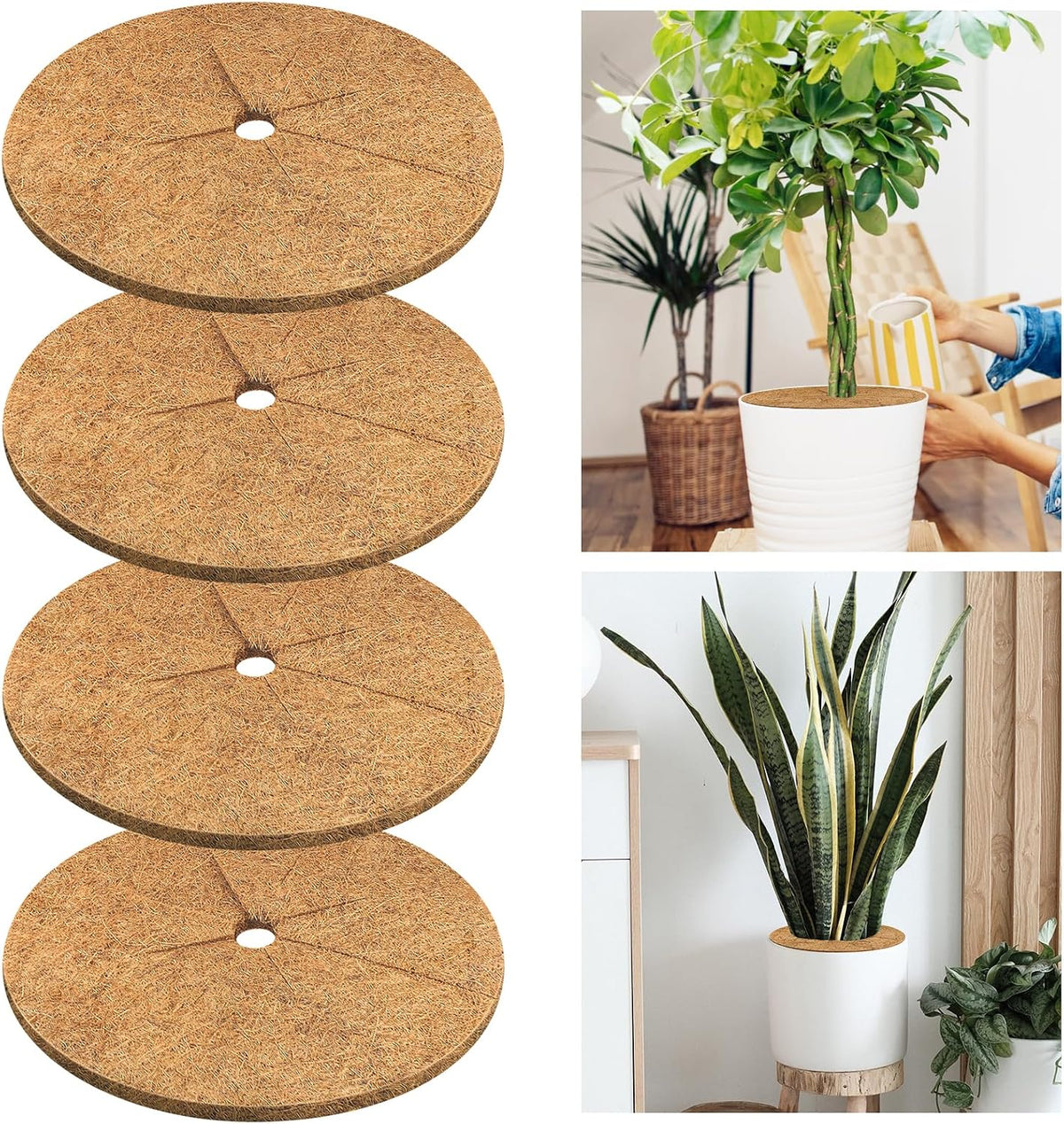 Legigo 4 Pack Coconut Fiber Mulch Ring Tree Plant Protector Mat, 18 Inch