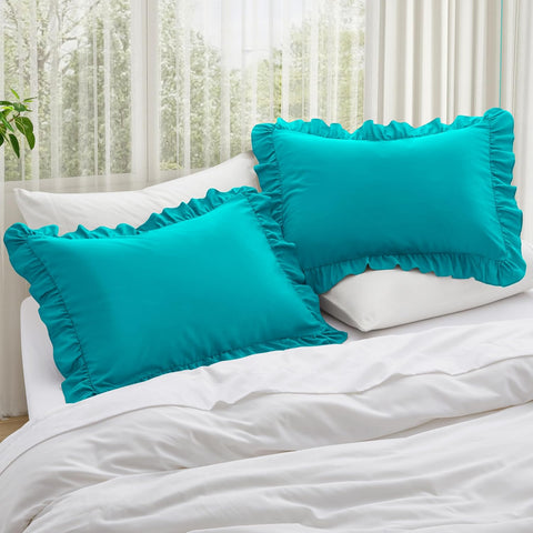 KKJIAF Ruffle Body Pillow Cases Set of 1, Teal