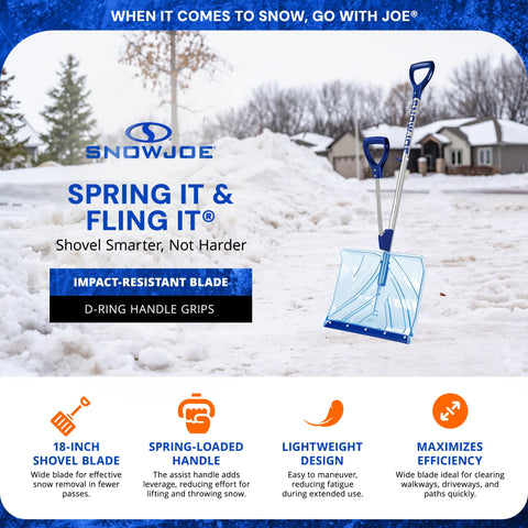 Snow Joe Shovelution Snow Shovel Strain-Reducing 18-Inch Snow Shovel with Assist Handle