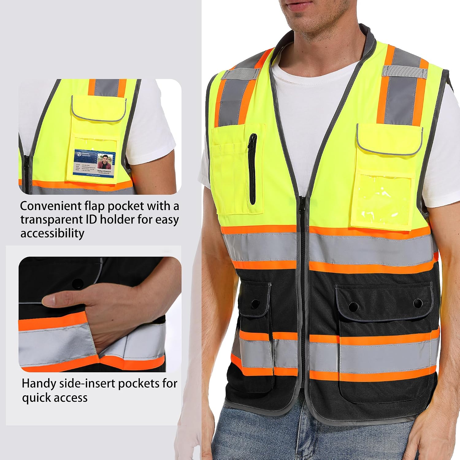 ArcRidge Reflective Safety Vest for Men and Women - High Visibility Construction Vest - Dual Tone Reflective Strips