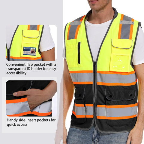 ArcRidge Reflective Safety Vest for Men and Women - High Visibility Construction Vest - Dual Tone Reflective Strips