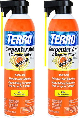 TERRO Ready to Use Indoor and Outdoor Carpenter Ant, Termite, and Carpenter Bee Killer Aerosol Spray - T1901SR - 2 Pack, 32 Total Ounces