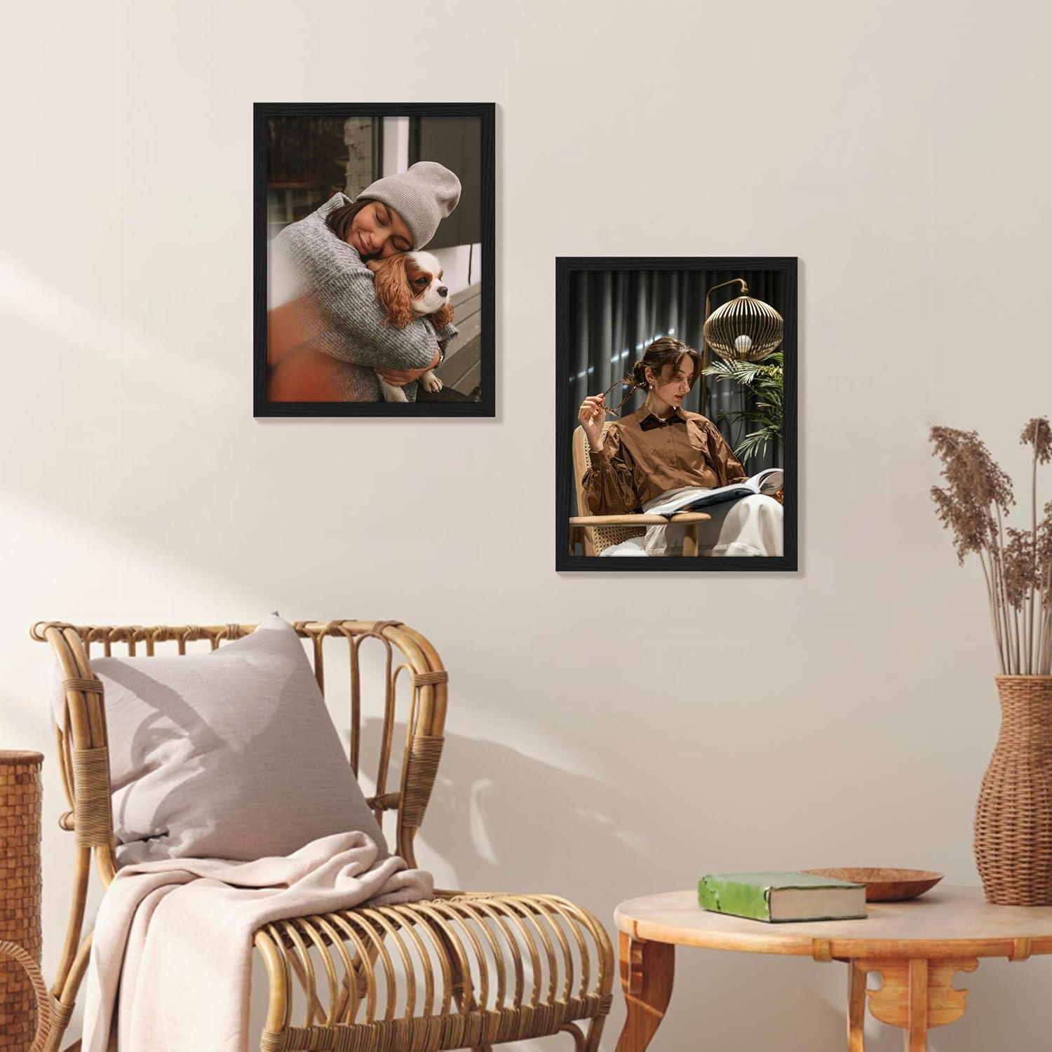 Vittanly 9x12 Picture Frame, Matted for 6x8 Photos, Black