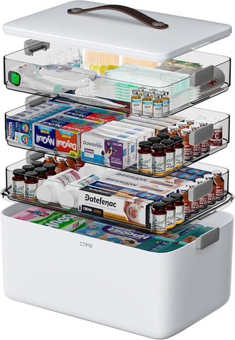 CTIME 4-Tier Medicine Organizer - Portable Medicine Cabinet with Handle