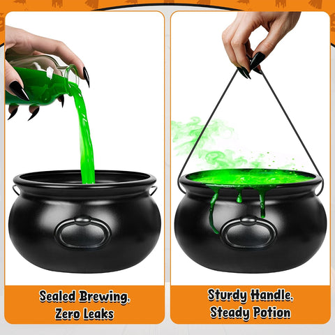 3 PCS Halloween Cauldron, Black Plastic Witch Cauldron Pots for Party Decor