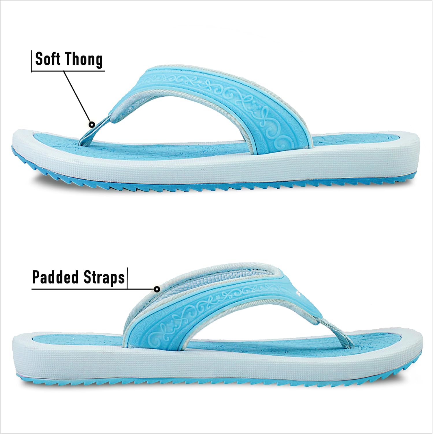 BREEZE Womens Flip Flops, Shower Shoes, House Slippers, Pool, Vocation, Beach Sandals. Cute Woman Sandals in Pink, Black, Blue, Tan & White Jelly Straps