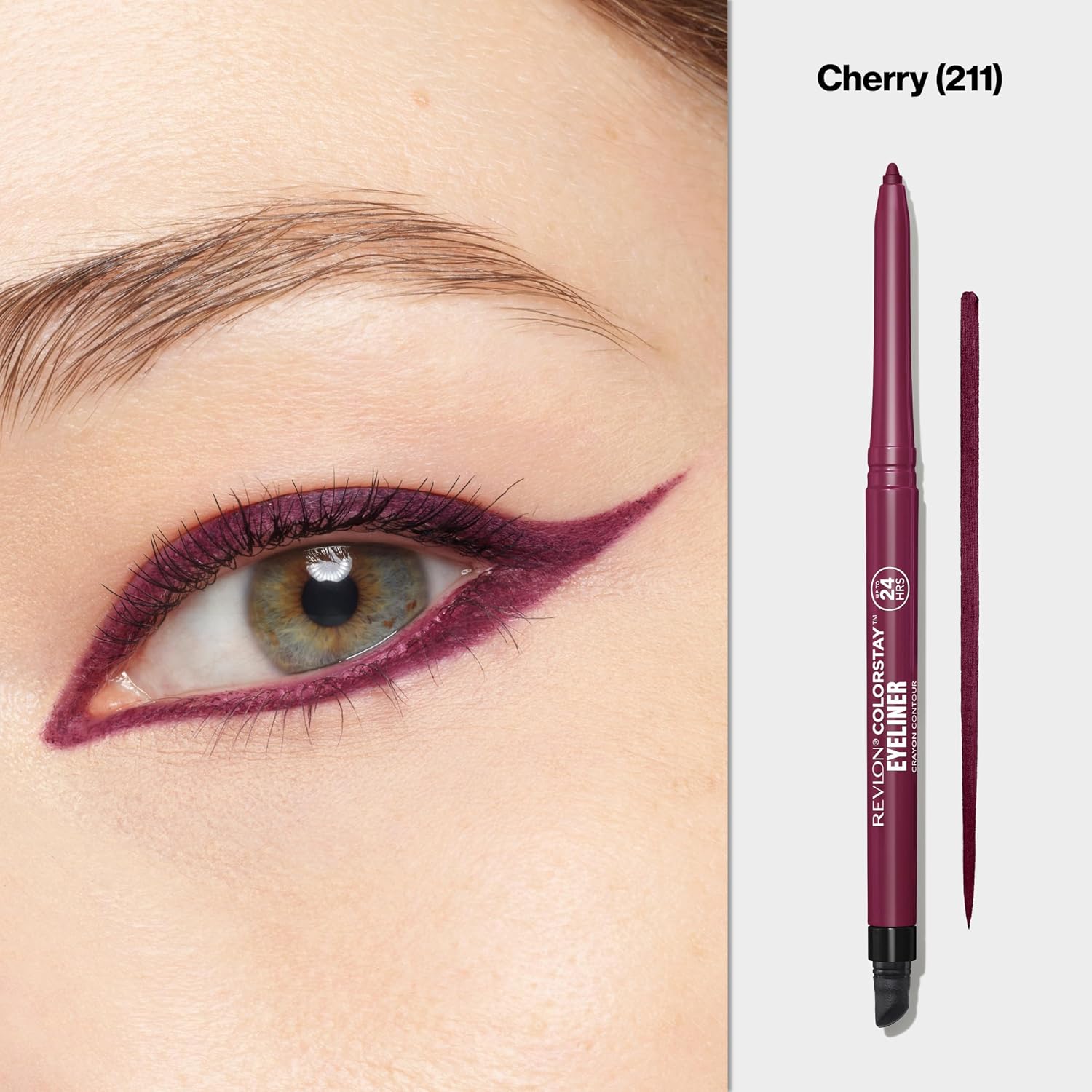 REVLON ColorStay Pencil Waterproof Eyeliner, 211 Cherry, 0.01 oz