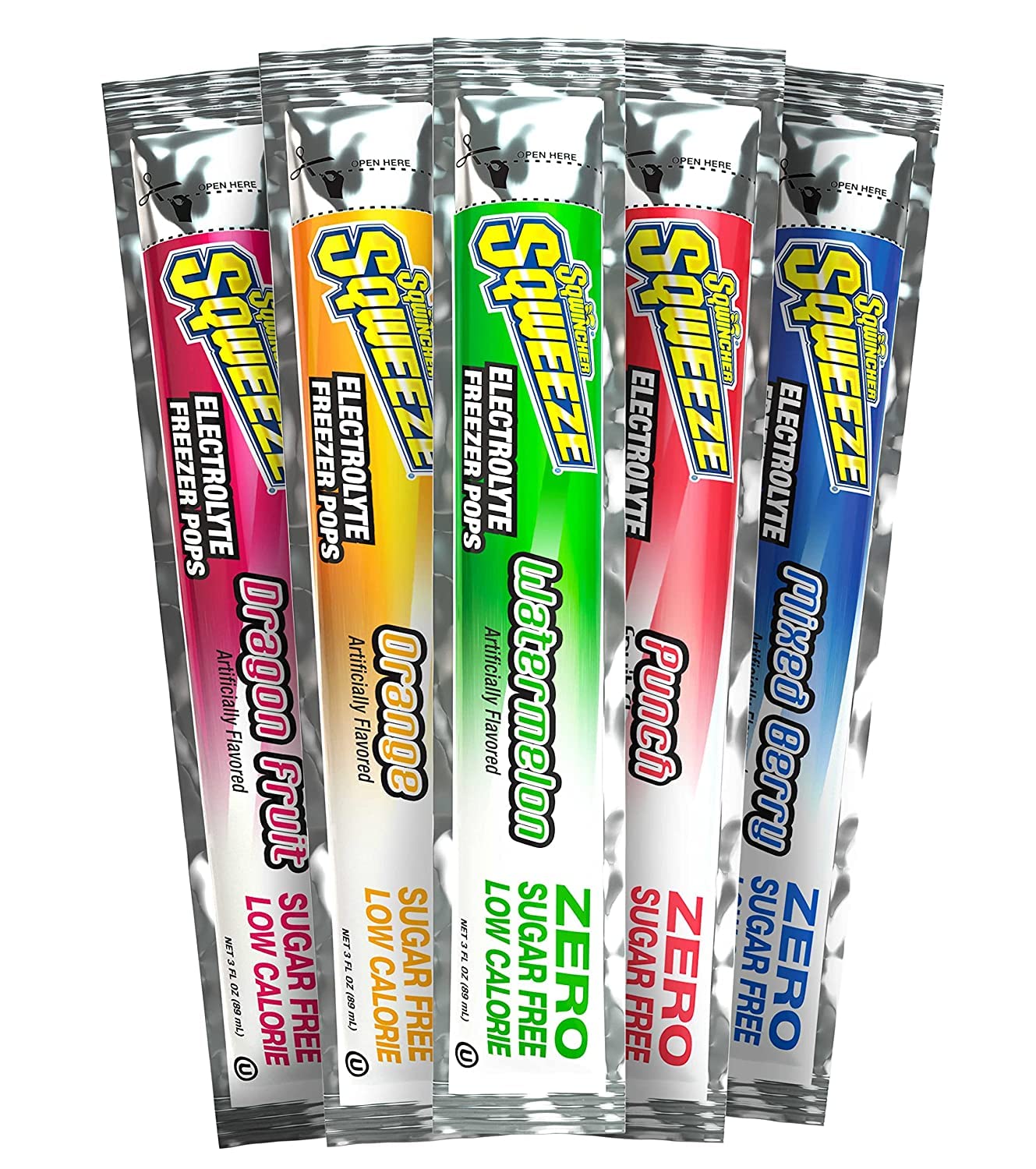Sqwincher Zero Sugar Hydration Bundle with Lemonade Drink Mix (50 Pack) and Assorted Flavor Freezer Pops (50 Count)