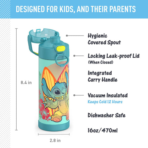 THERMOS FUNTAINER Water Bottle with Spout, 16oz, Stitch