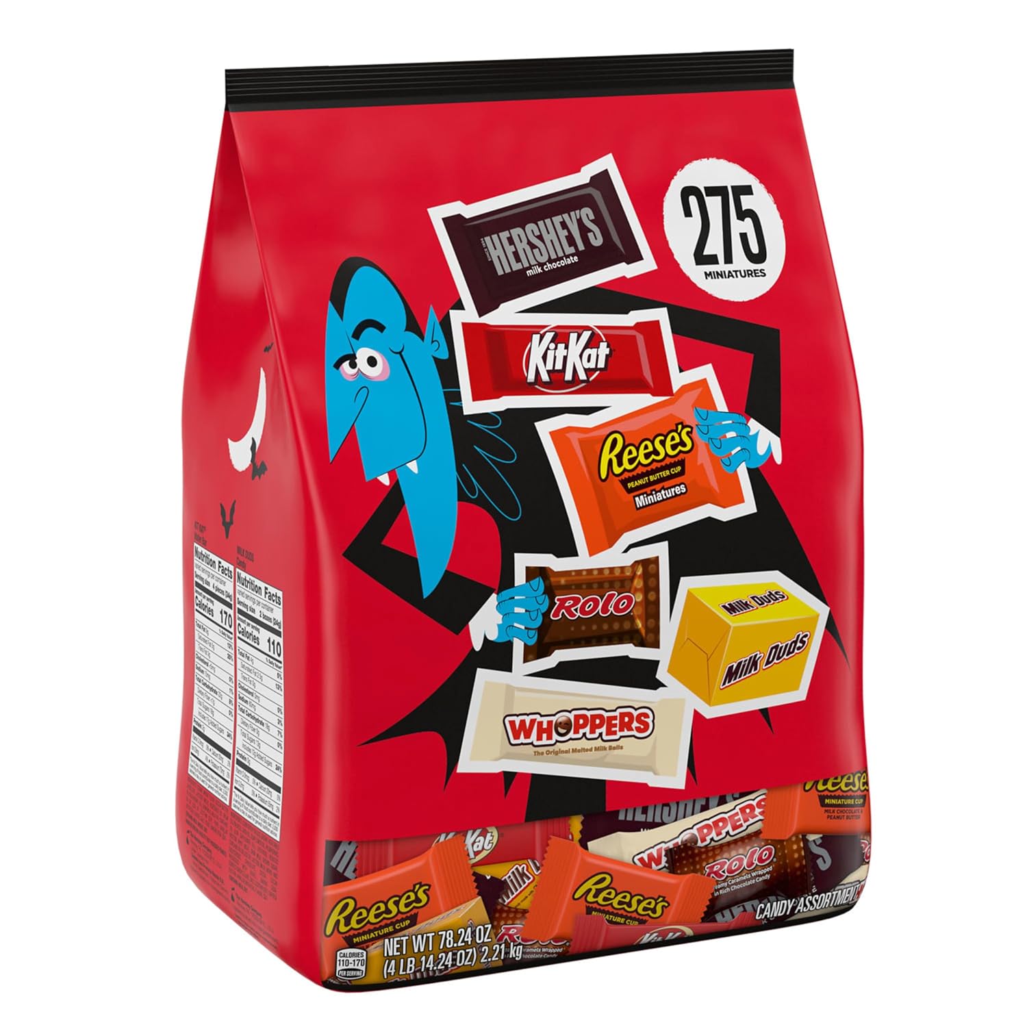Hershey Miniatures Assorted Flavored, Halloween Candy Bulk Bag, 78.24 oz, 275 Pieces (Pack of 2)
