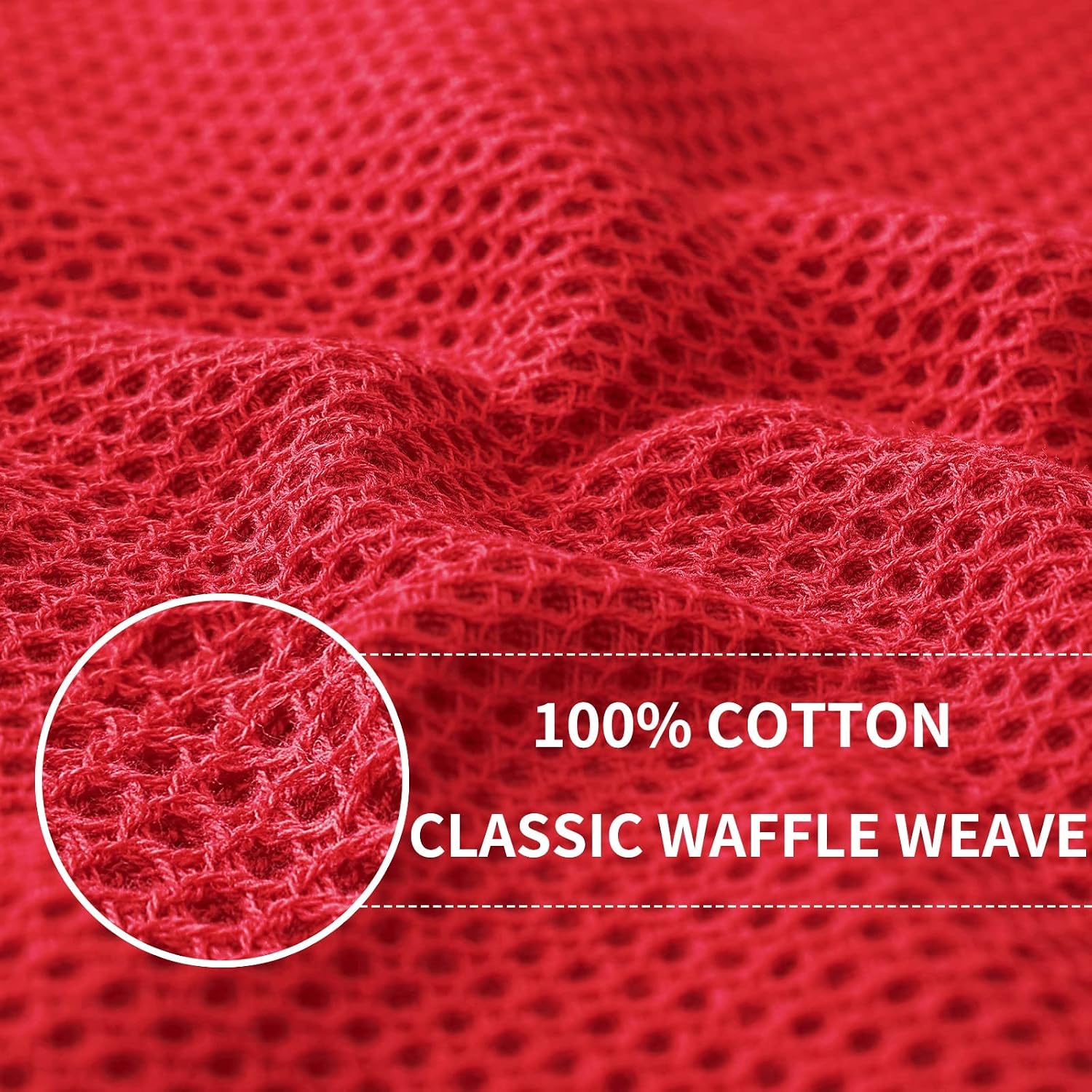 Homaxy 100% Cotton Waffle Weave Kitchen Dish Cloths 12-Pack, Red