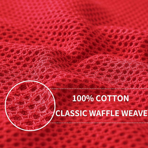 Homaxy 100% Cotton Waffle Weave Kitchen Dish Cloths 12-Pack, Red