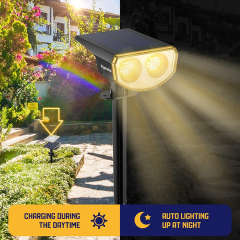 Kyosho Solar Outdoor Lights Waterproof IP67, 38 LEDs Solar Spot Lights Outdoor, 2-in-1 Landscape Spotlight with 3 Modes for Lawn, Pathway, Yard, Pool, 4 Pack