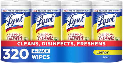 Lysol Disinfecting Wipes, Multi-Surface Cleaner, Lemon, 80 ct. (4 Pack)