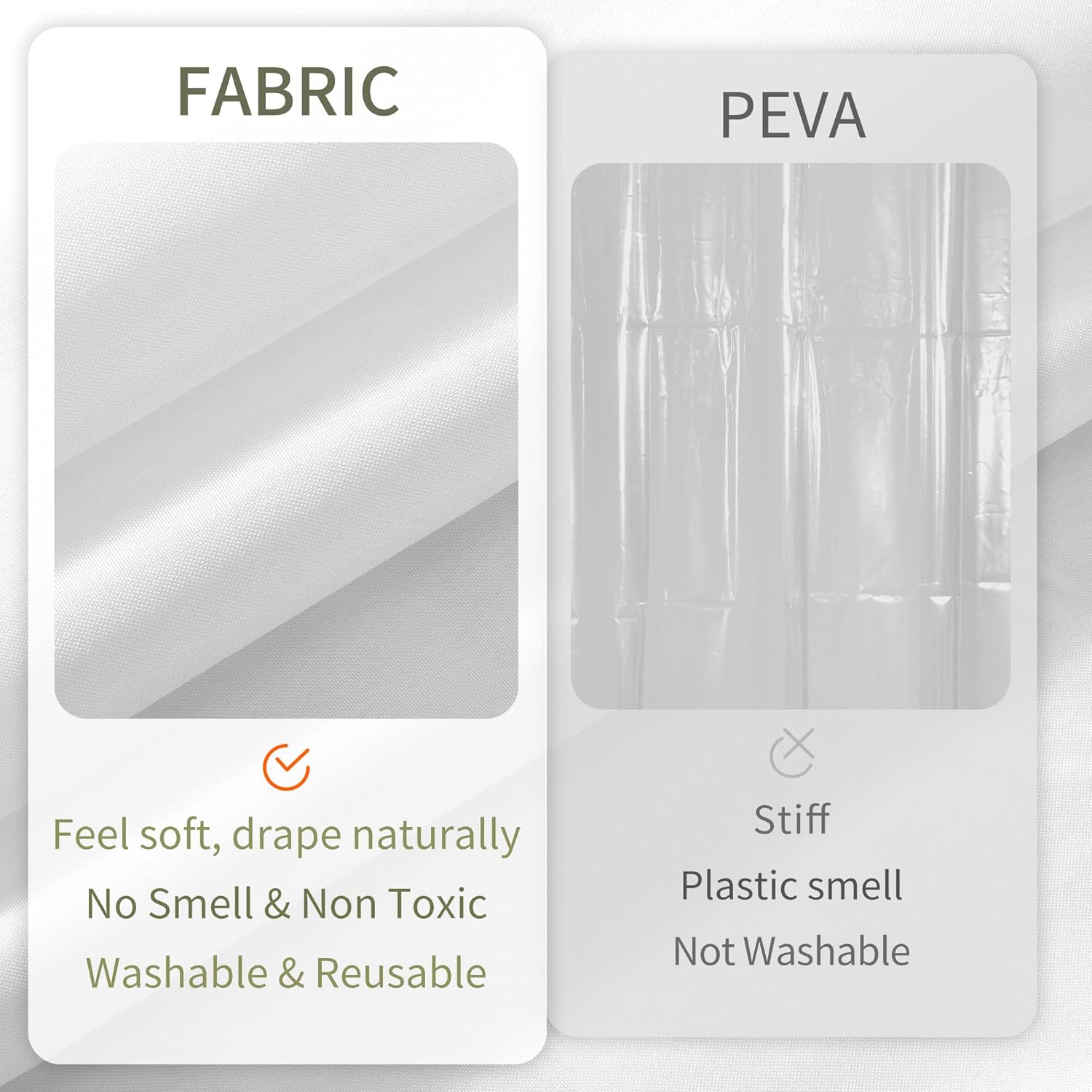ALYVIA SPRING 72x74 Long Waterproof Fabric Shower Curtain or Liner White