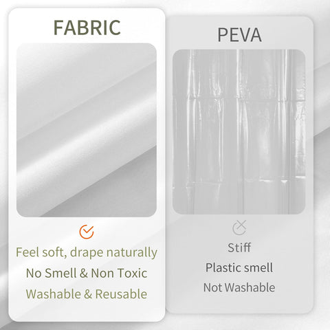 ALYVIA SPRING 72x74 Long Waterproof Fabric Shower Curtain or Liner White