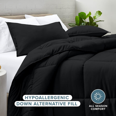 Bare Home Full Comforter Set - 1800 Ultra Soft (Full, Black)