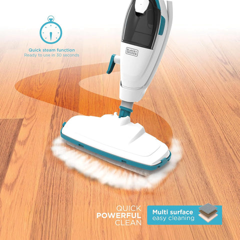 BLACK+DECKER 2-in-1 Steam Mop and Handheld Steam Cleaner, 1500W Electric Floor Steamer with 180° Swivel Steering, Fast 30s Heat-Up, Compact Foldable Storage, 13 Accessories for Tile & Hardwood Floors