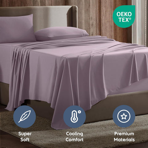 Nestl Full XL Sheet Set - Bed Sheets - Dusty Purple - 4-Piece Deep Pocket