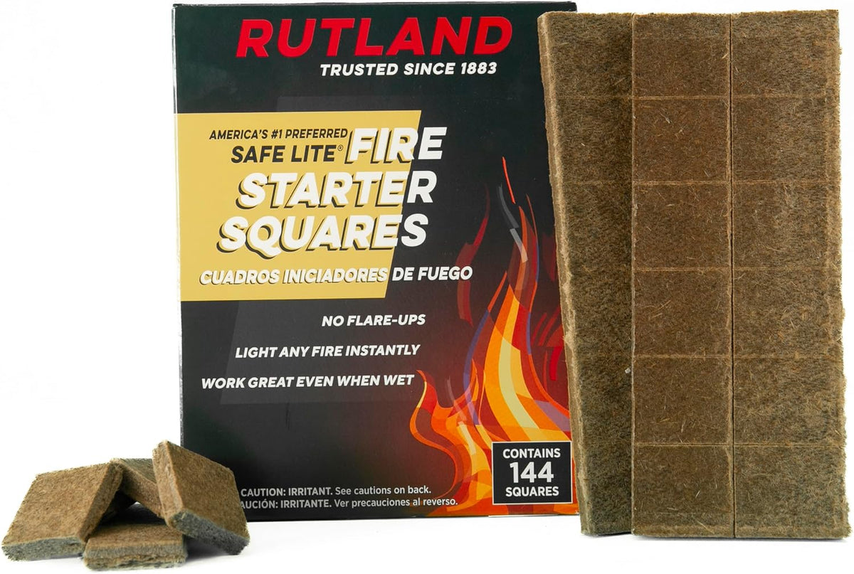 Rutland Fire Starter for Campfires, Fire Pit, Fireplace and Wood Stove - Charcoal Starter, Chimney, Grill & BBQ - Natural Firestarter Cubes