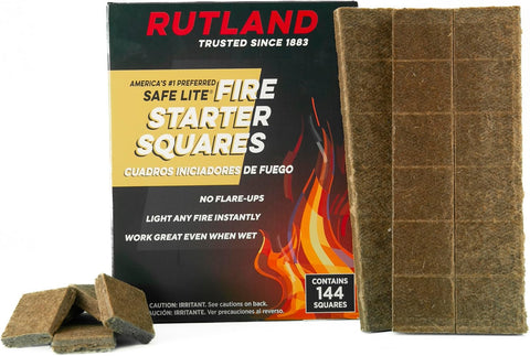 Rutland Fire Starter for Campfires, Fire Pit, Fireplace and Wood Stove - Charcoal Starter, Chimney, Grill & BBQ - Natural Firestarter Cubes
